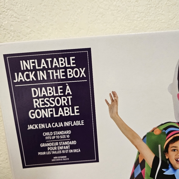 Jack In The Box Child Inflatable Halloween Costume Childs Medium 8-10 NEW - Picture 2 of 5